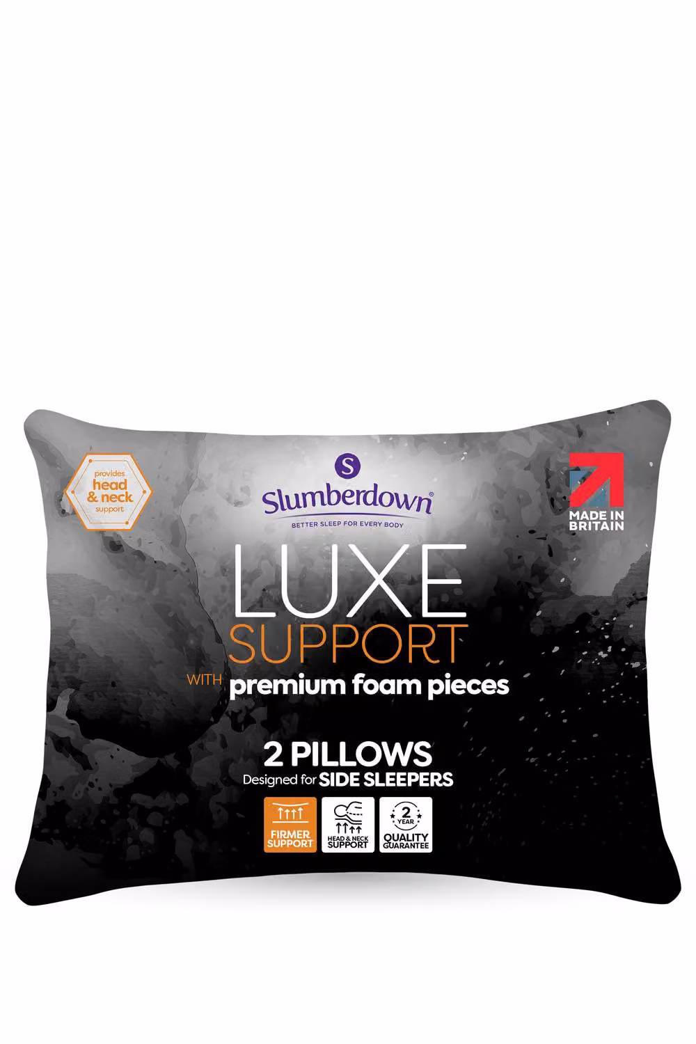 Slumberdown Memory Luxe Firm Support Pillows, 2 Pack, White – 4