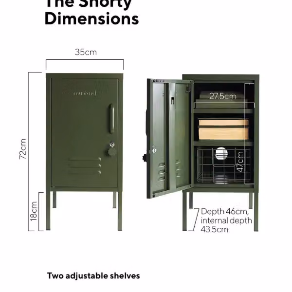Mustard Made The Shorty To The Left Freestanding Metal Storage Cabinet in Olive Green, W/D/H: 46 x 35 x 72 cm – 3