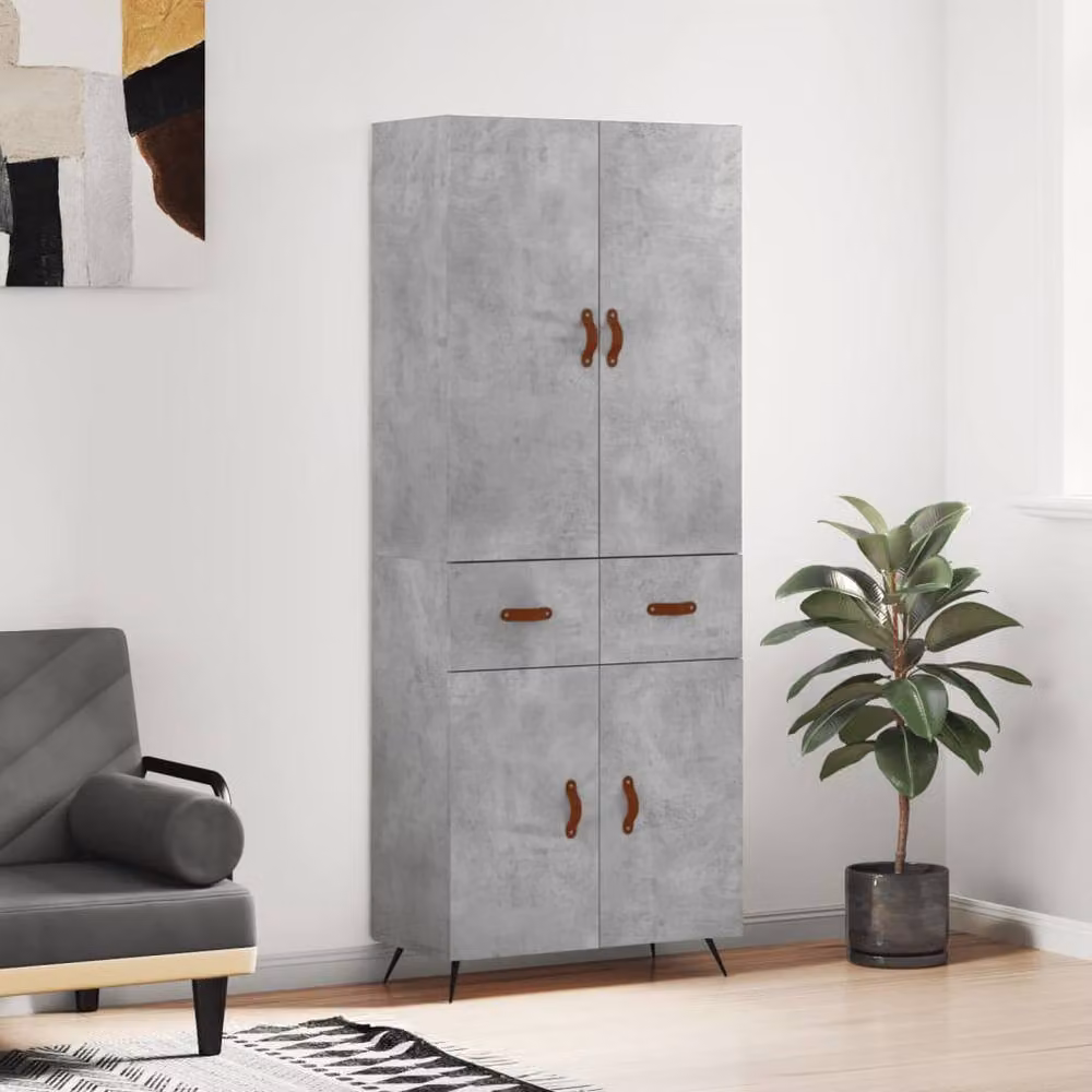 Berkfield Home Industrial Highboard in Concrete Grey, W/D/H: 69.5 x 34 x 180 cm – 2