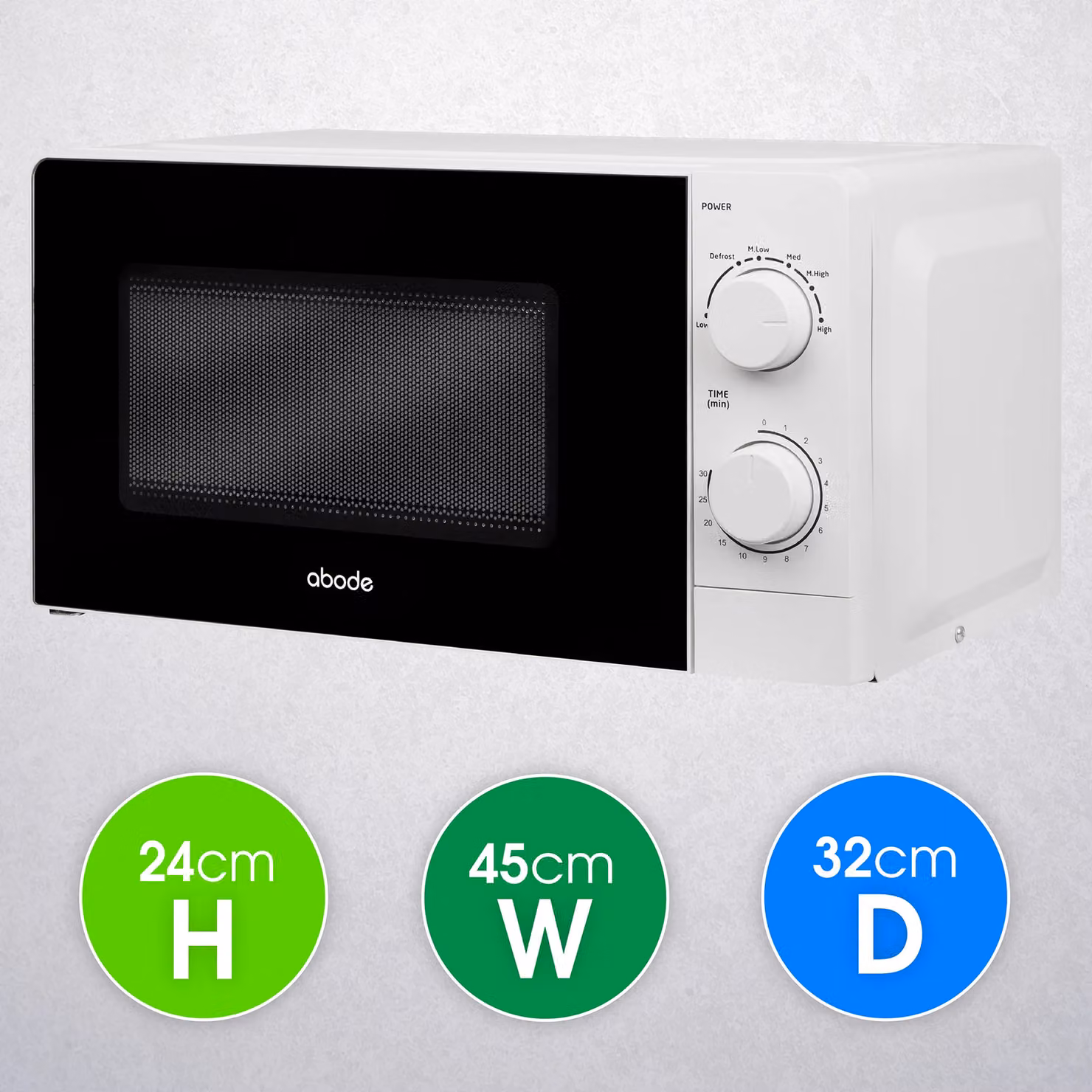 Abode AMM2005B 20 Litre 700W Manual Solo Microwave in White – 2