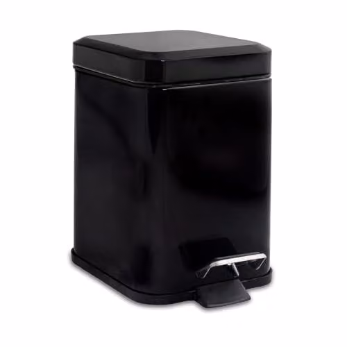 Harbour Housewares 3L Square Stainless Steel Pedal Bin with Removable Inner Bucket in Black