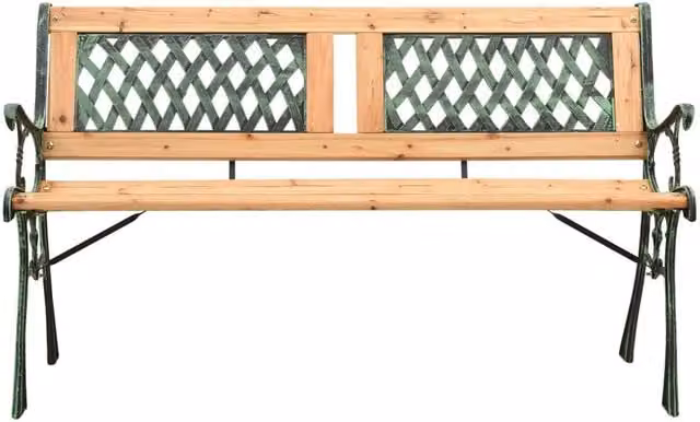 Berkfield Home Vintage Garden Bench in Green, Cast Iron and Solid Firwood, Width: 122 cm