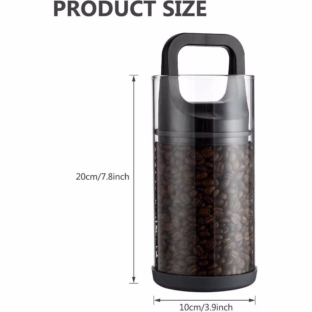 Nordara Airtight Vacuum Coffee Bean Storage Container in Black and Transparent Glass – 2