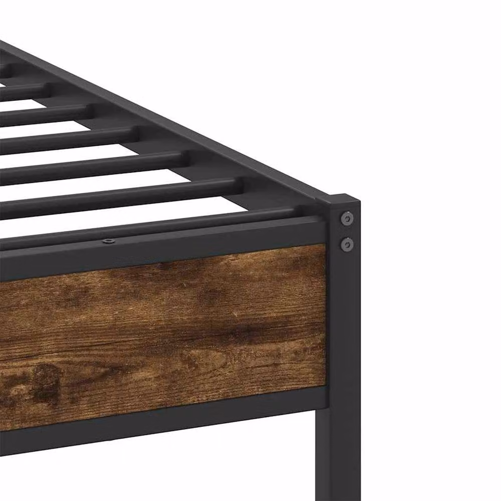 Berkfield Home Small Single Bed Frame in Smoked Oak and Metal, Brown, W: 75 cm, L: 190 cm – 6