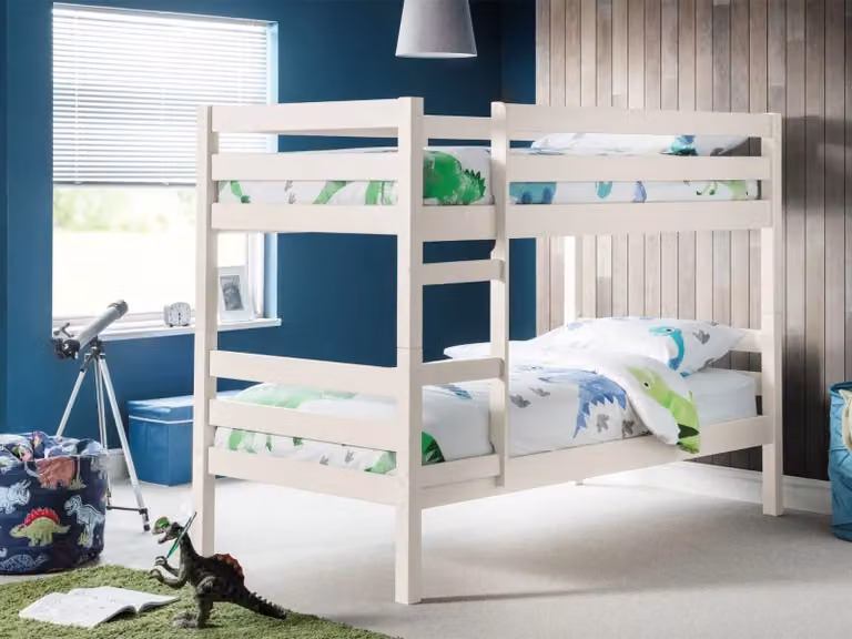 Julian Bowen Camden Two-Level Bunk Bed in White Solid Pine Wood, H 203.0 x W 150.0 x D 105.0 cm