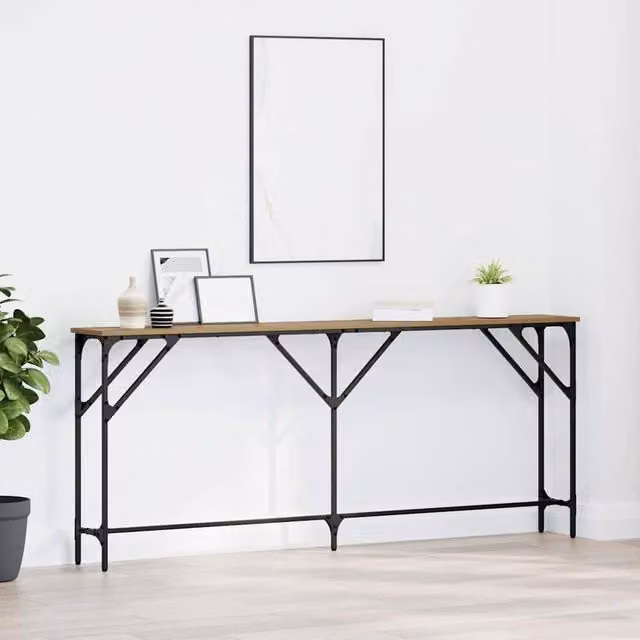 Berkfield Home Artisan Oak Console Table in Brown, W/D/H: 180 x 23 x 75 cm