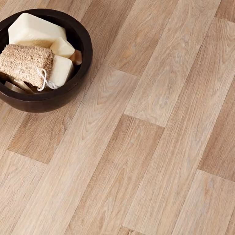 Vinyl Flooring UK Beige Wood Effect Cushion Backed Vinyl Flooring Sheet, W: 100 cm, L: 200 cm, Thickness: 0.28 cm