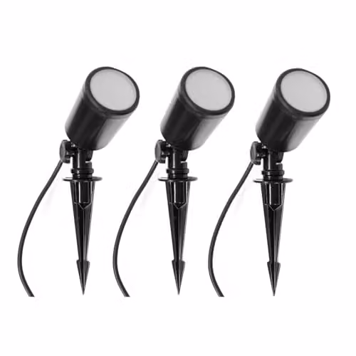 ValueLights Smart Outdoor Ground Spike Lights, Set of 3, Multicolour RGB, IP65 Waterproof, App and Voice Control with Alexa and Google Assistant, Black – 1
