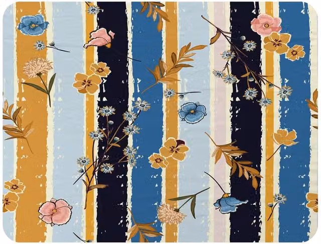 Benjamin Tate Design Meadow Flowers Candy Colourful Brush Stripe Fleece Blanket in Blue and Multicolour, W x D: 120 x 150 cm – 2