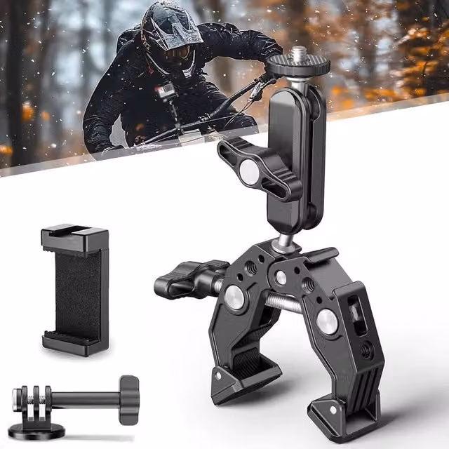 SPETLEK Dual Ball Camera Phone Holder Adapter for Bikes, Black – 1