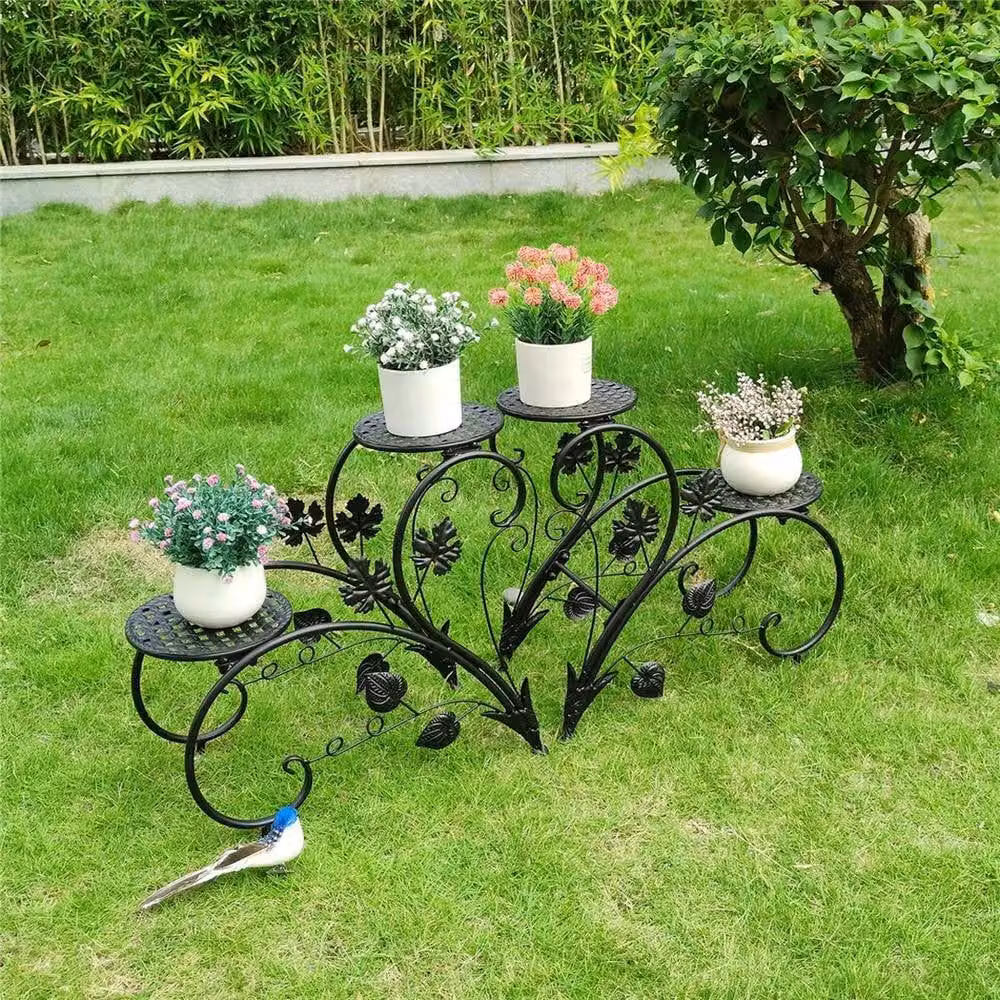 NESTLUNE 2-Piece Metal Plant Holder Set in Matt Black, H 100 cm x W 15 cm – 3