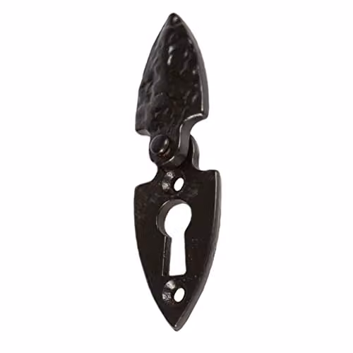 Hammer and Tongs Matt Black Iron Arrowhead Escutcheon Plate with Cover, W: 3.0 cm, H: 5.5 cm – 1