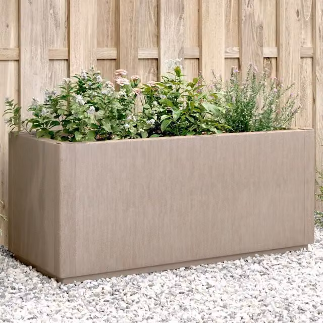 Berkfield Home Brown Plastic Garden Planter Tub W: 80 cm, D: 36 cm, H: 35 cm