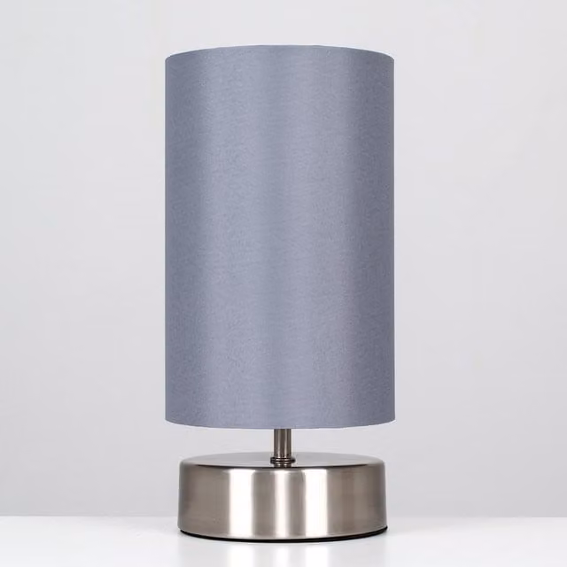 ValueLights Francis Pair of Dimmable Touch Table Lamps with Bulbs in Chrome and Grey