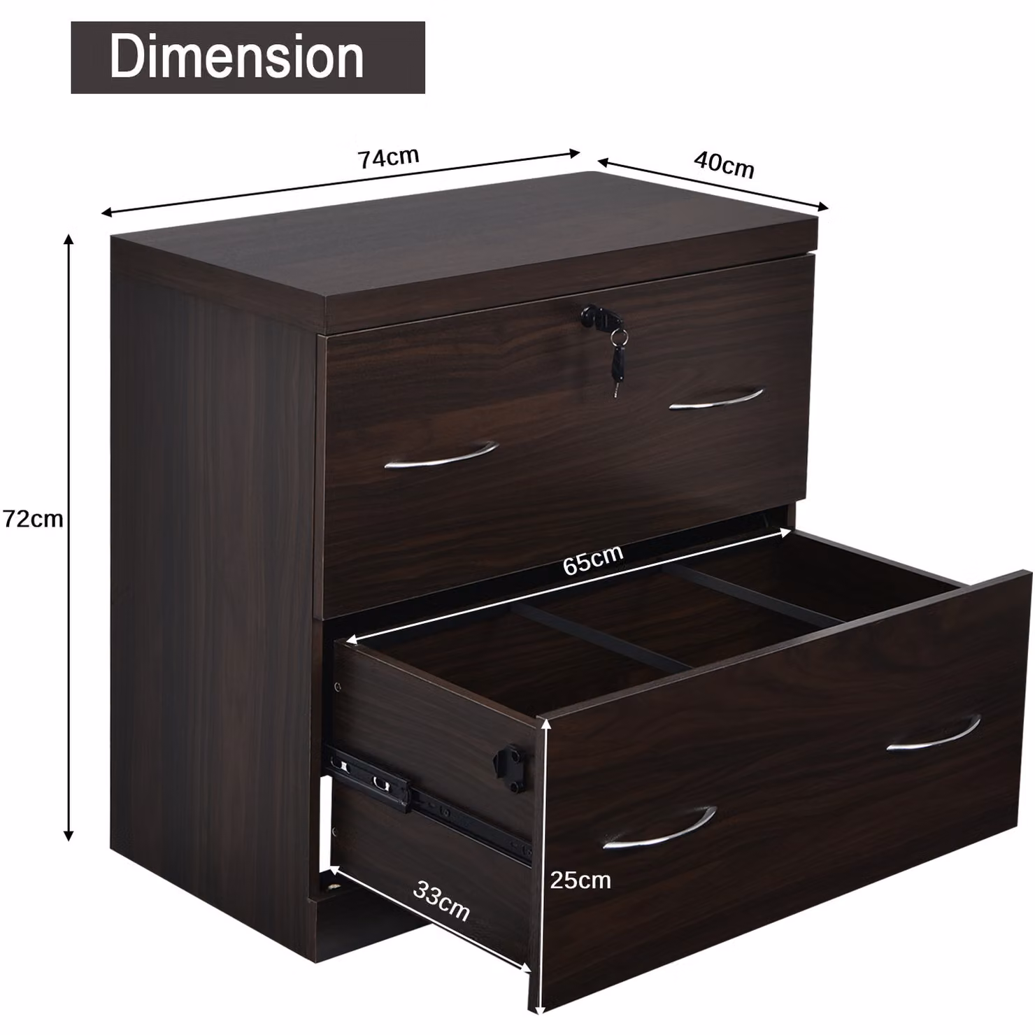 Costway 2-Drawer Modern File Cabinet in Brown MDF – 2