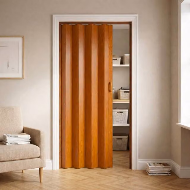 Novecrafto PVC Folding Door in Walnut, W: 82 cm, H: 203 cm