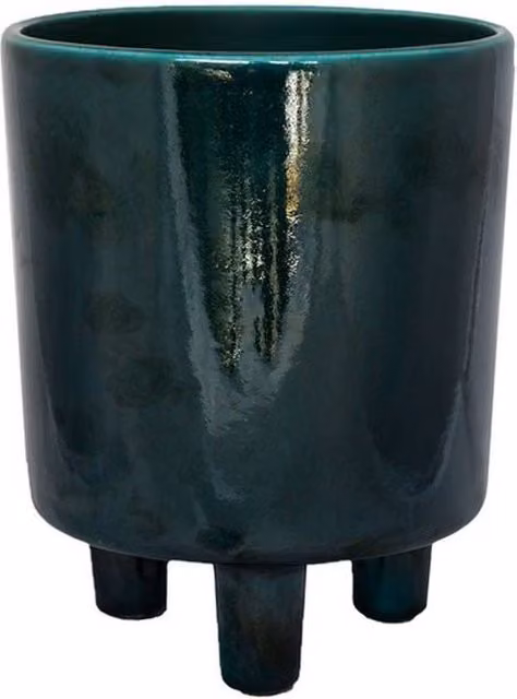 Lemon Pavilion Green Ceramic Pisa Tabletop Planter, W: 20 cm, D: 20 cm, H: 24 cm