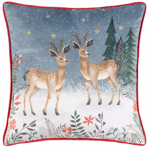Riva Home Blue Multicolour Velvet Star Christmas Cushion, W/D/H: 45 x 45 x 45 cm