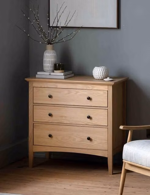 Gallery Direct Rye 3 Drawer Chest in Natural Oak Finish