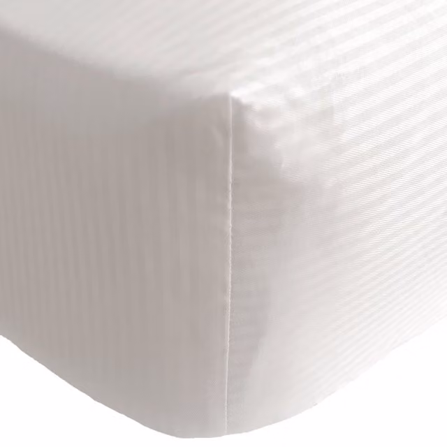 Catherine Lansfield King Size Satin Stripe Mako Satin Fitted Sheet, White, W/D/H: 180 x 200 x 30 cm