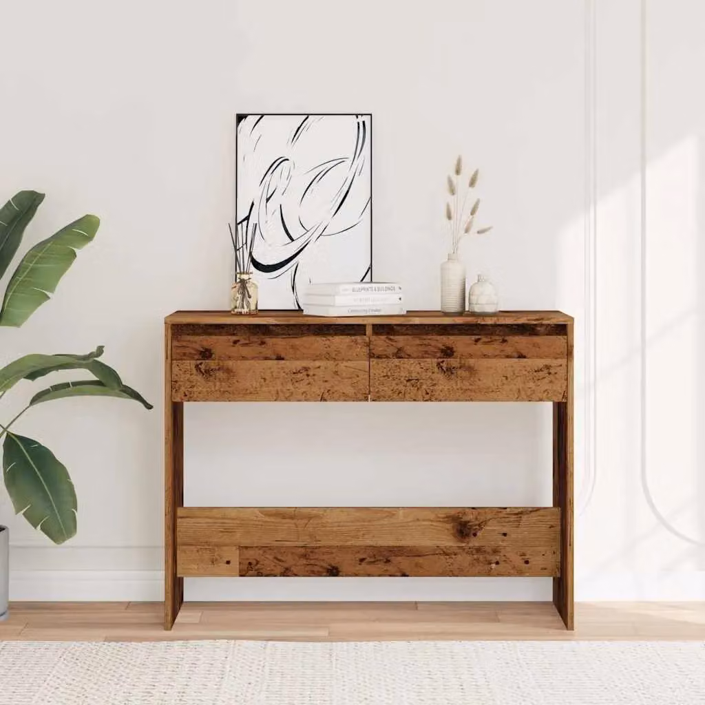 Berkfield Home Rustic Brown Engineered Wood Console Table W/D/H: 100 x 35 x 76.5 cm – 3