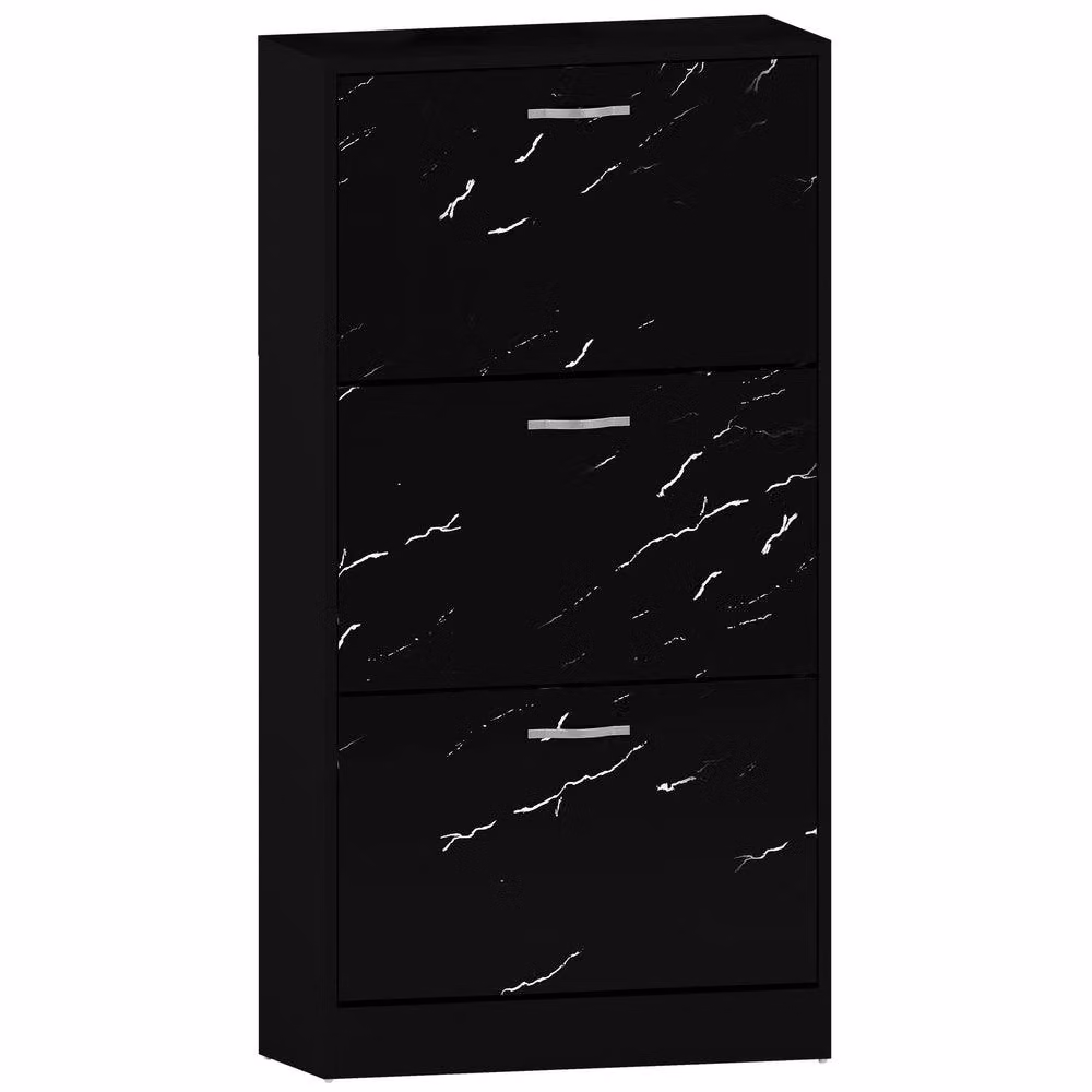 HD Designs Vida Designs Modern 3 Drawer Black Metal Shoe Cabinet with Tilting Compartments – 2