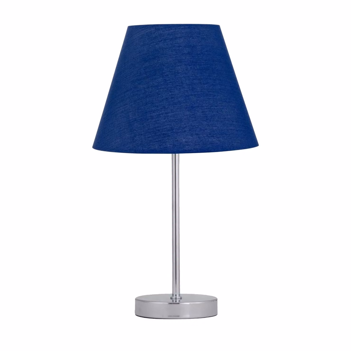 First Choice Lighting Set of 2 Chrome Stick Table Lamps with Blue Fabric Shades – 2