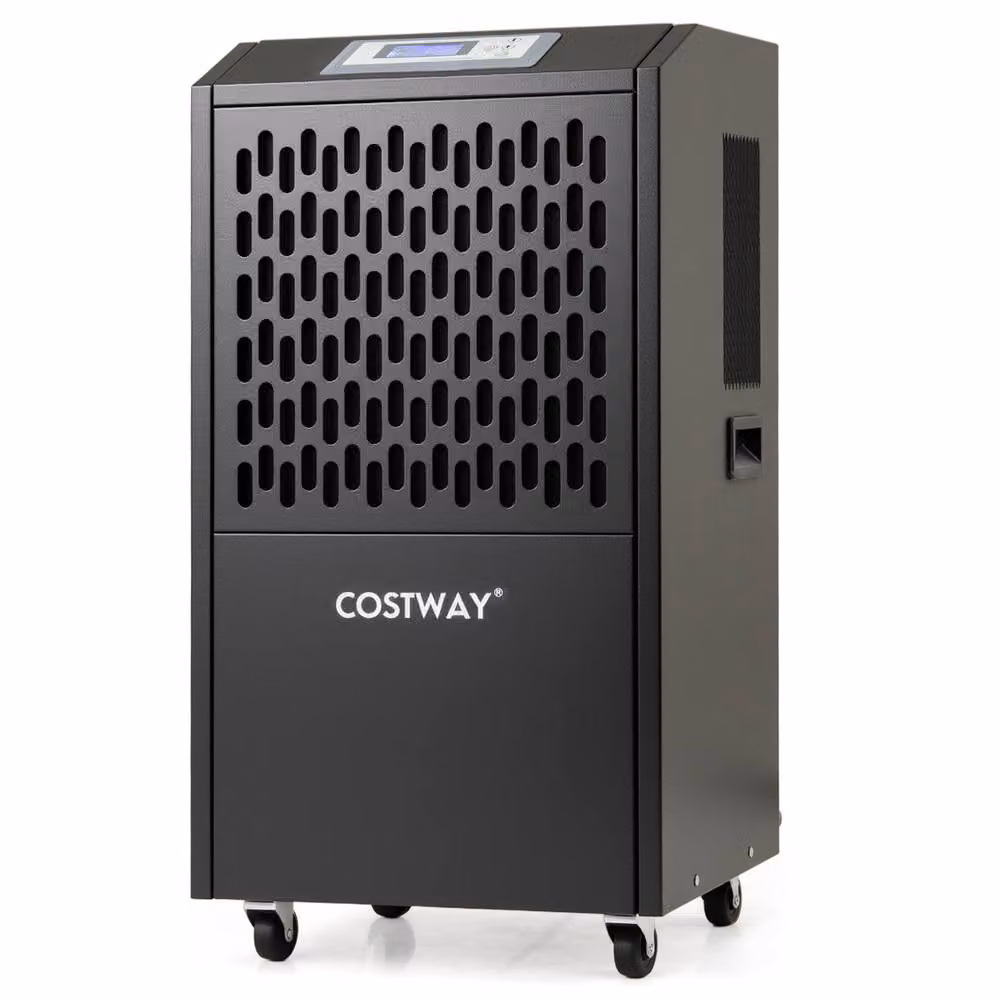 Costway 120 L Commercial Dehumidifier with Drain Hose and 4 Wheels, Black – 3