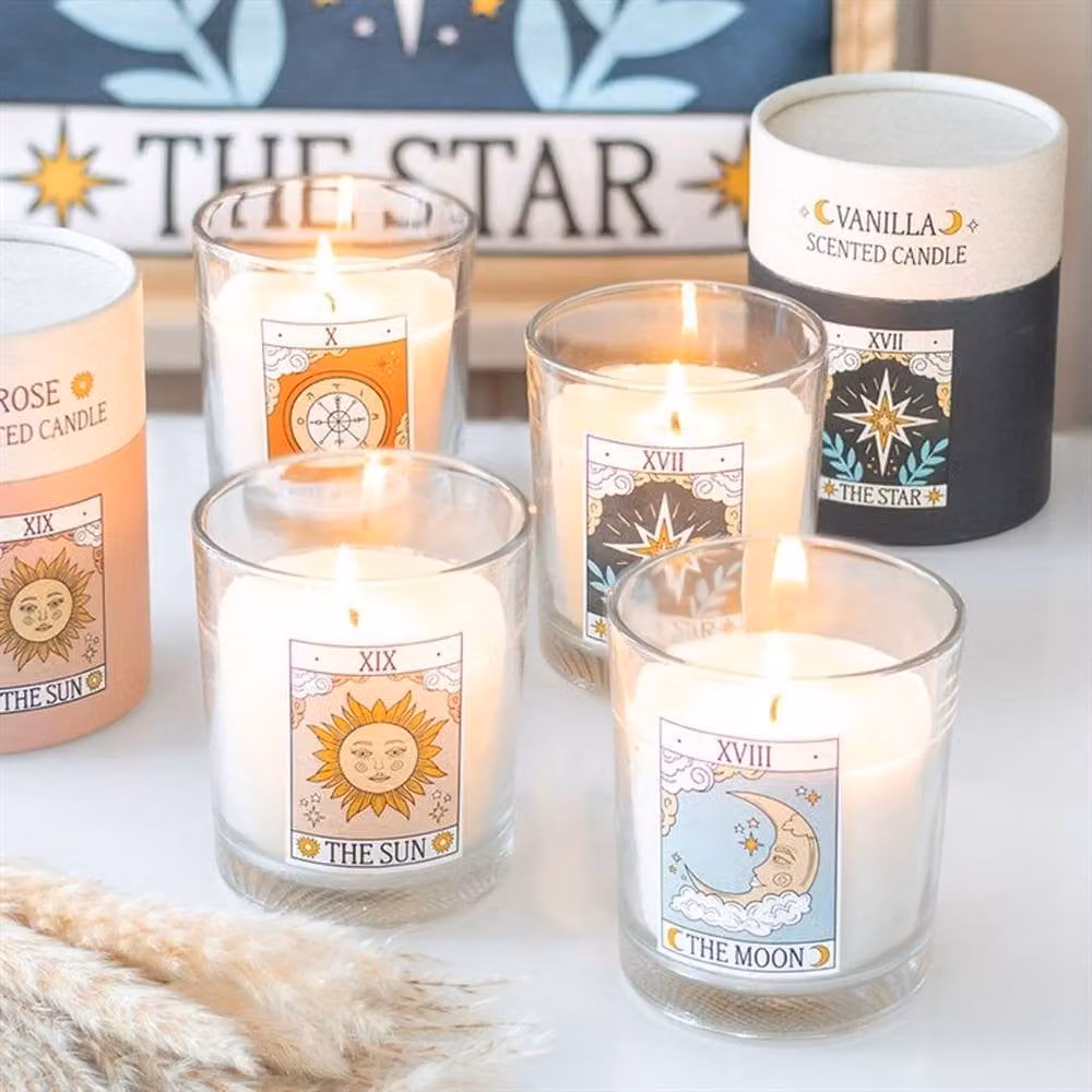 Uniqueful The Star Vintage Tarot Blueberry Pillar Candle in Blue and Multicolour – 2