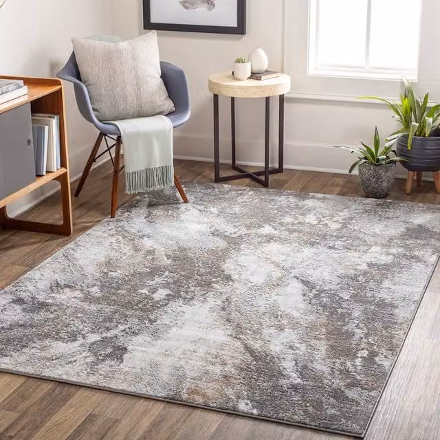 Livabliss Allegro Abstract Modern Marble Living and Dining Room Rug in Grey, Blue and Brown, W: 200 cm, D: 275 cm