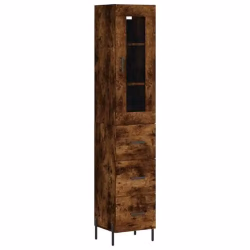 vidaXL Modern Smoked Oak Highboard and Sideboard Storage Cabinet in Brown – 1