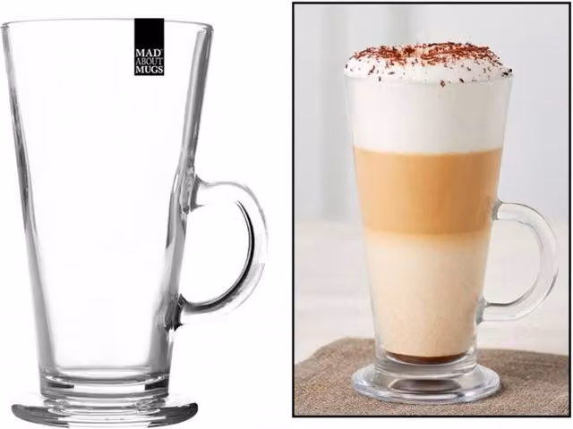 KDMD Clear Glass Latte Mug, 3 Pack