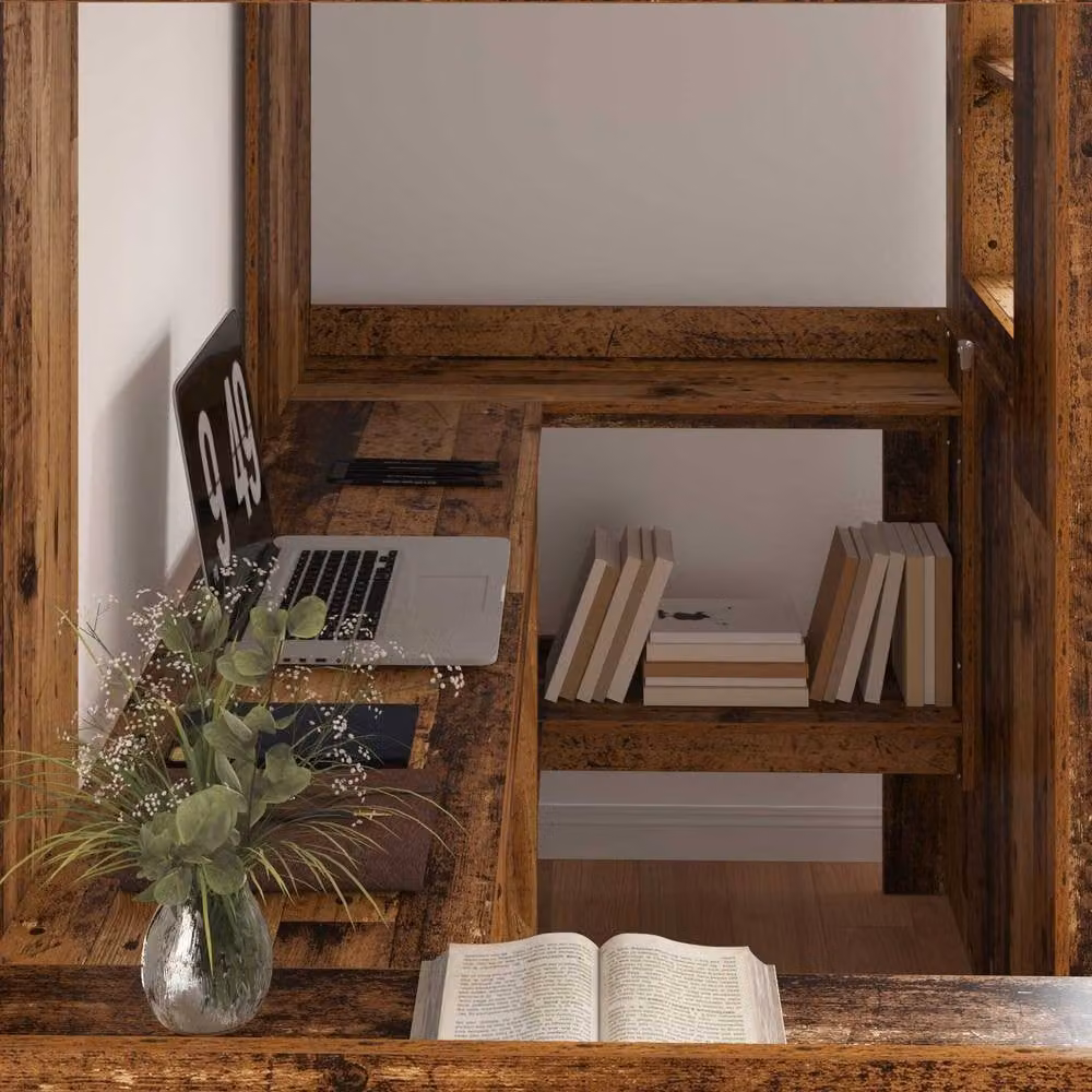 Berkfield Home Loft Bed Frame with Desk in Brown Engineered Wood, W/D/H: 80 x 200 cm – 3