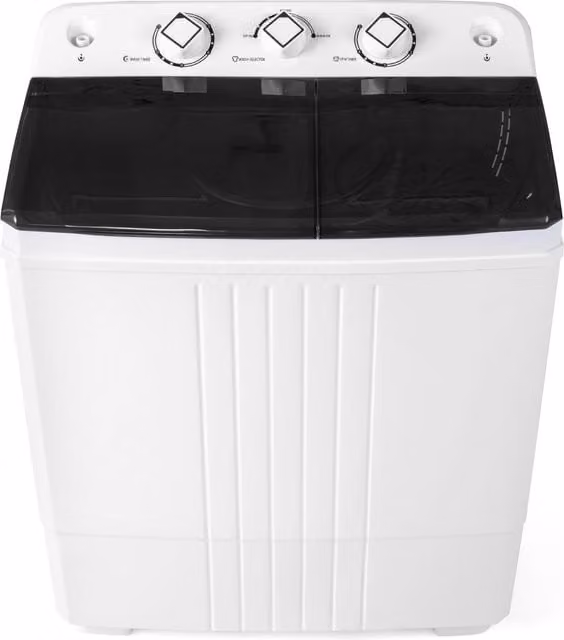 Costway Portable Twin Tub Top Loader Washing Machine, 8kg Capacity, Black