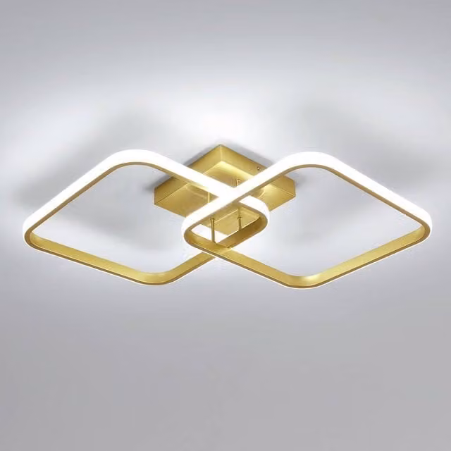 Goeco Modern Square LED Ceiling Light in Gold/Brass with 42 W Aluminium Design and 6500 K Cool White Light