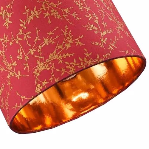 Happy Homewares Modern Round Burgundy Cotton Fabric Lamp Shade with Copper Foil Decoration, Diameter: 25 cm – 3