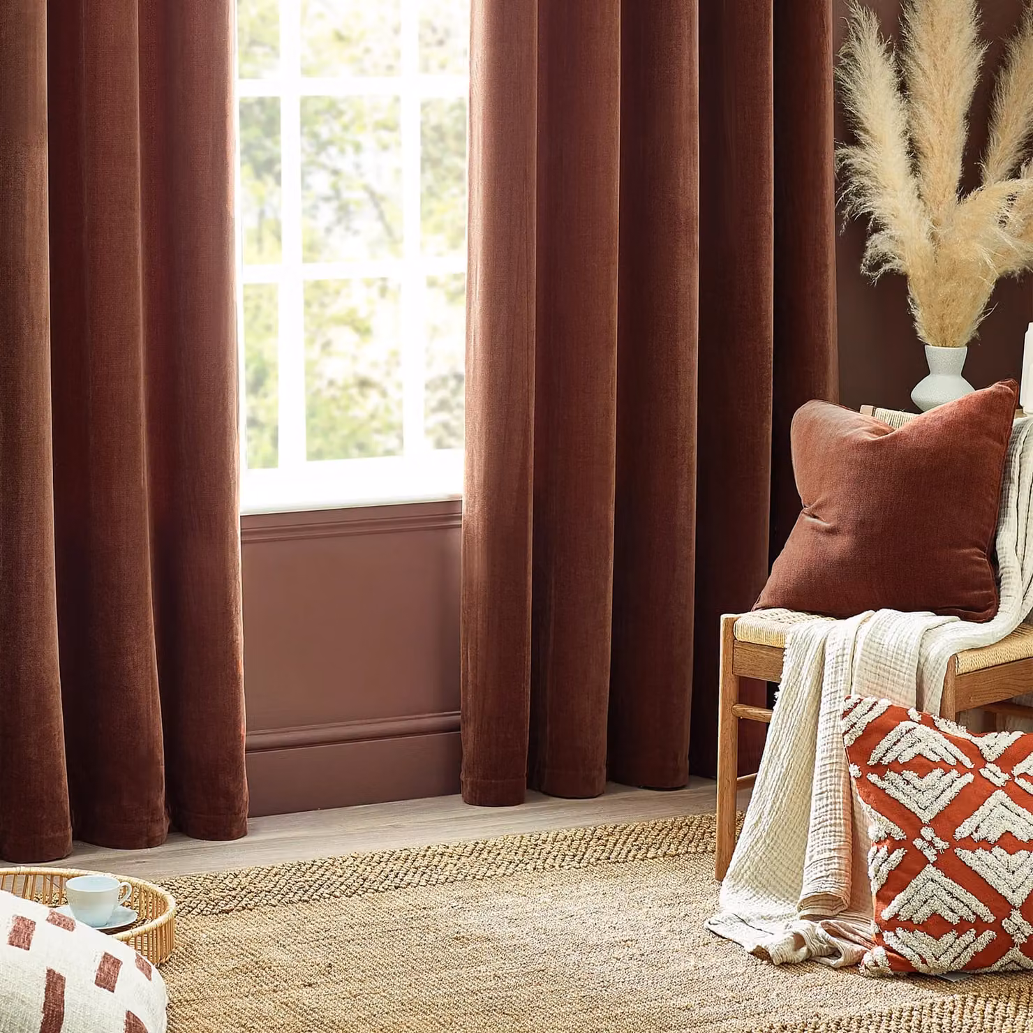 Yard Heavy Chenille Woven Piped Square Cushion in Orange, W/D/H: 50 x 50 x 50 cm – 4