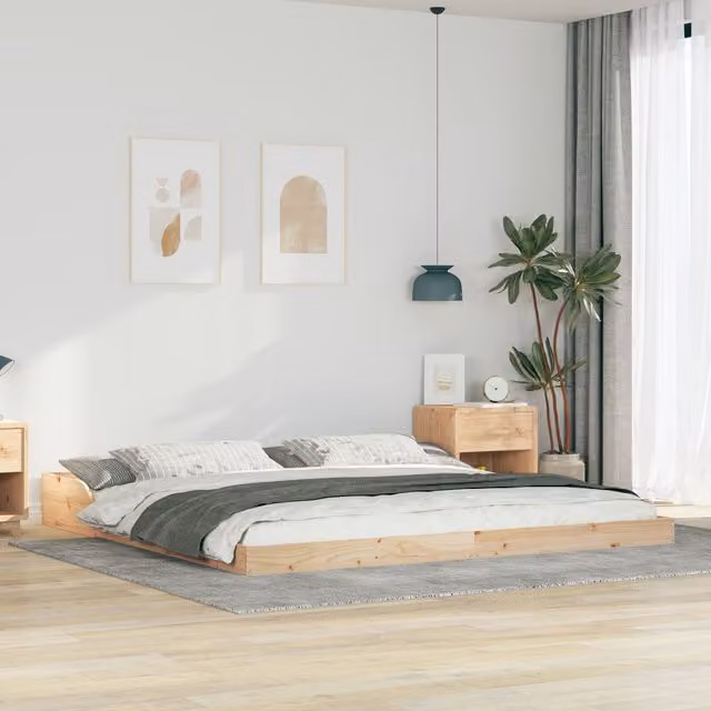 Berkfield Home Brown Solid Pine Wood Bed W: 180 cm, D: 220 cm – 1