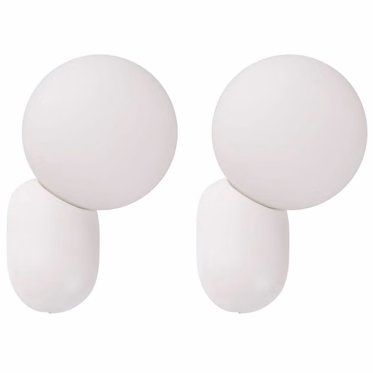 Wyld and Coco 2-Pack White Vintage Style Glass Globe Wall Lamps