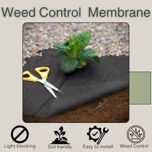 Almineez Heavy Duty Weed Control Fabric Membrane Garden Landscape Ground Cover Sheet in Black, W/D/H: 8 x 1.5 m – 8