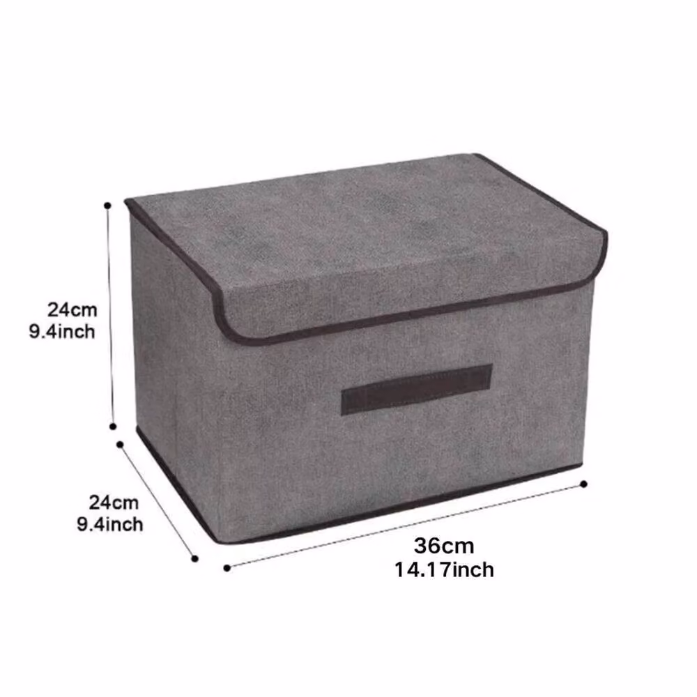 FORGEVIO Set of 3 Large Foldable Fabric Storage Boxes with Lids, Grey – 2
