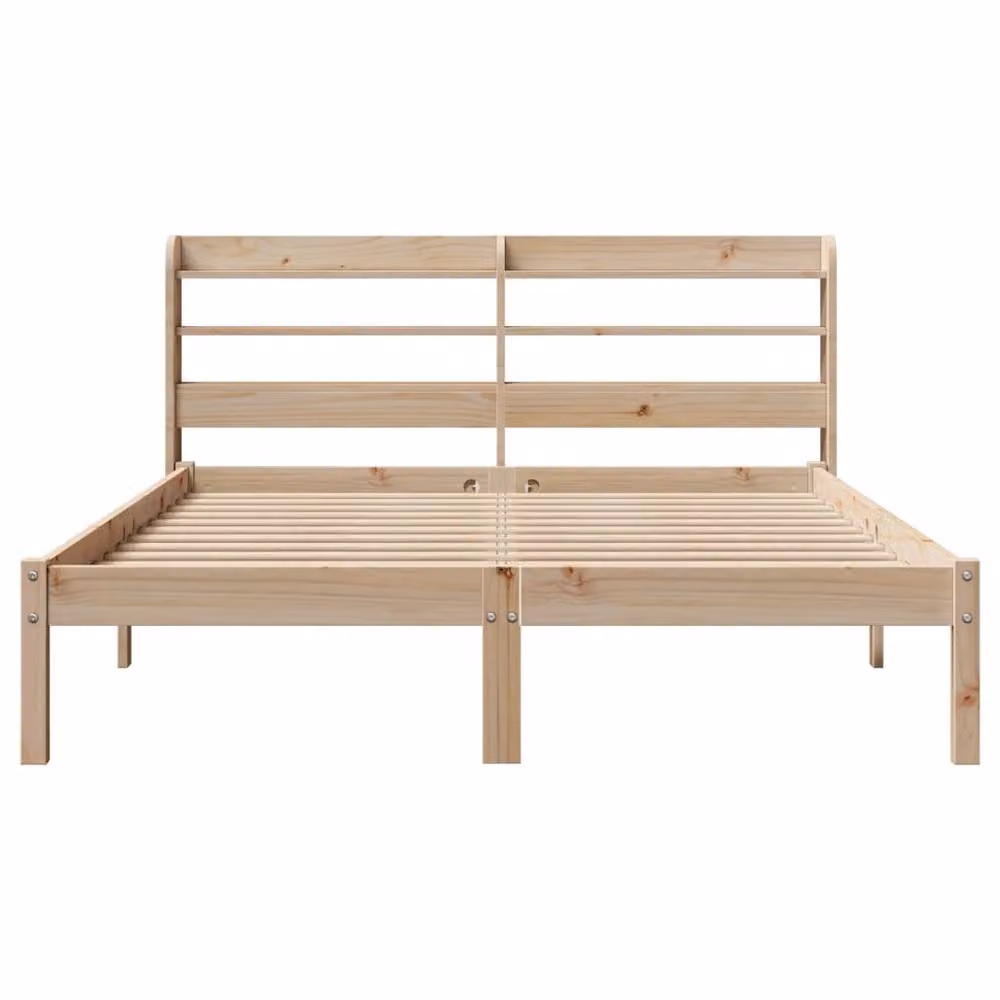 Berkfield Home King Size Solid Wood Pine Bed Frame in Brown, W/D/H: 150 x 200 cm – 2