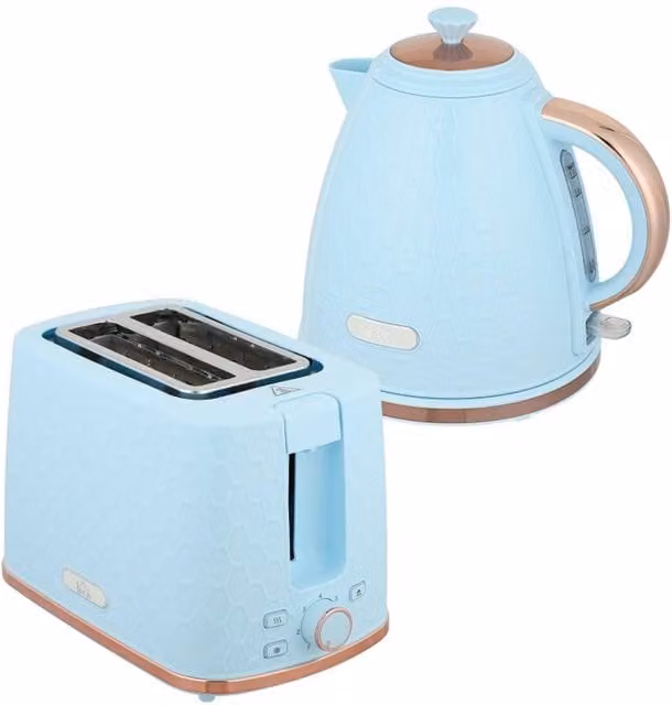 Rolipo Light Blue Kettle and Toaster Set with 1.7L Capacity