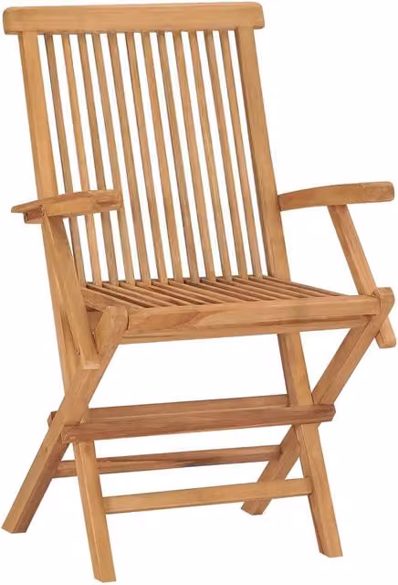 Berkfield Home Set of 3 Folding Garden Chairs in Tan Solid Teak Wood