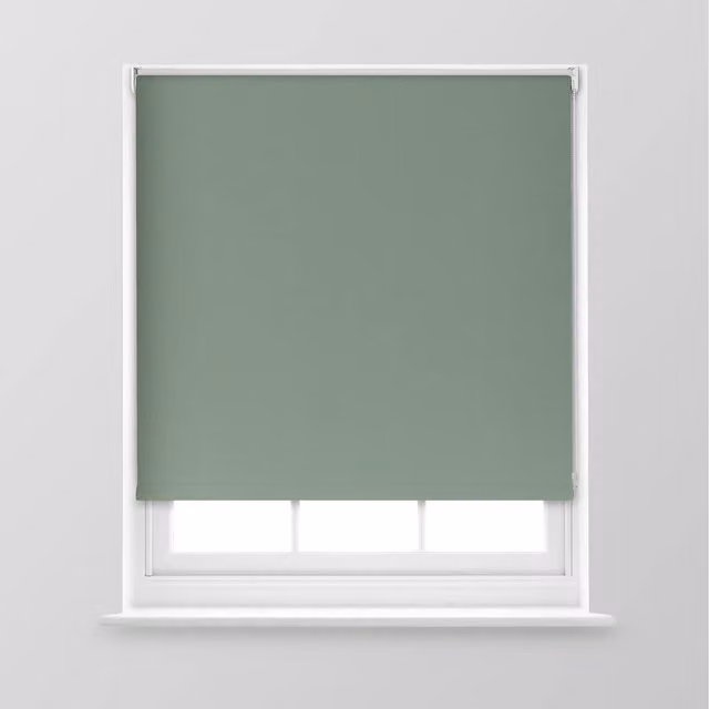A.Unique Home Premium Trimmable Thermal Blackout Roller Window Blind, Sage Green, W: 90 cm, H: 170 cm