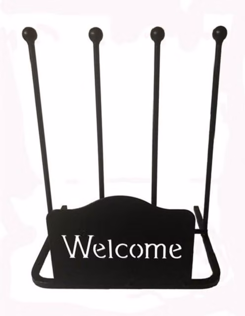 Poppyforge 2 Pair Welcome Boot Rack in Black Steel, W: 39 cm, D: 29 cm, H: 48 cm