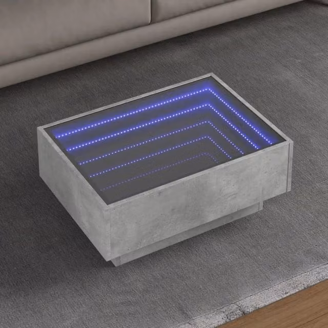 Berkfield Home Modern LED Coffee Table in Concrete Grey, W/D/H: 70 x 50 x 30 cm