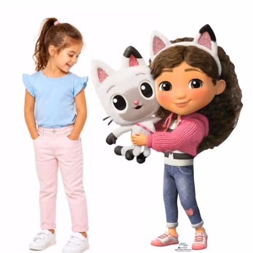 Star Cutouts SC4767 Gabby and Pandy Paws from Gabby’s Dollhouse Lifesize Cardboard Party Decoration, Multicolour, Height: 95 cm