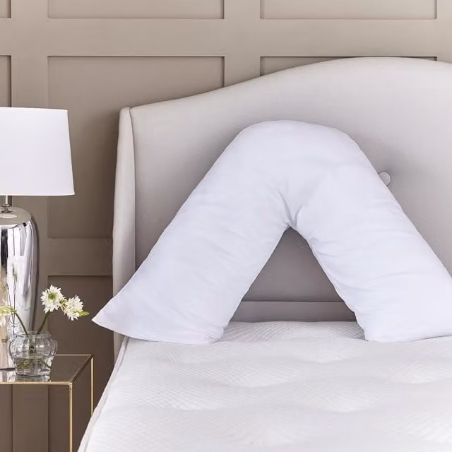OHS Soft V Shaped Non-Allergenic Maternity Back Support Pillow in White