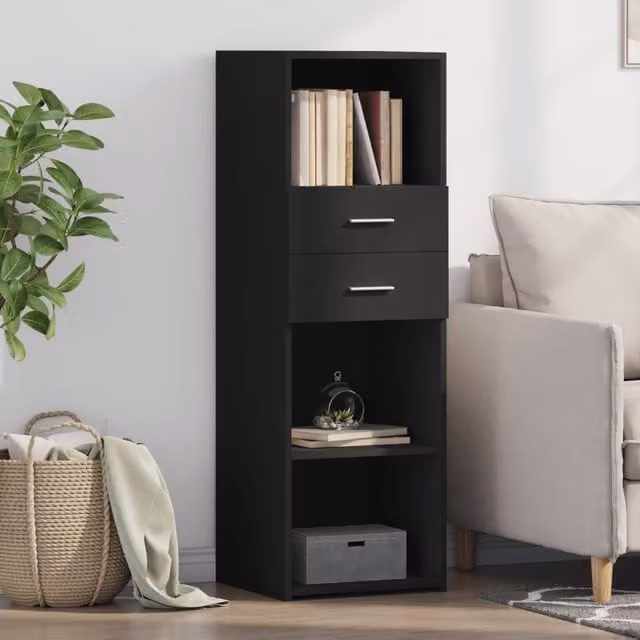 Berkfield Home Modern Black Matt Highboard, W: 40 cm, D: 42.5 cm, H: 124 cm – 1